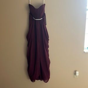 Strapless Maroon Bridesmaid Dress
